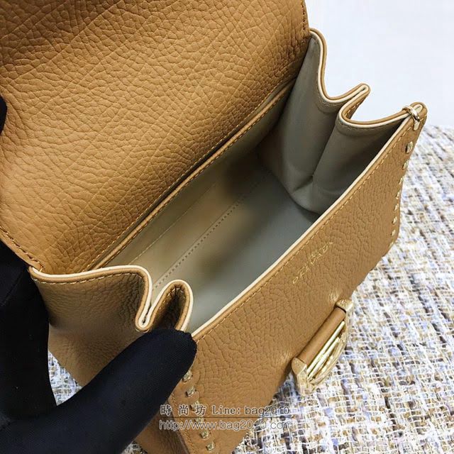 DELVAUX女包 Delvaux brilliantMM不銹鋼蛇鏈外縫 原版皮 德爾沃女手提包 DF0020蛇鏈焦糖 小號 Delvaux女單肩斜挎包  fcs1107
